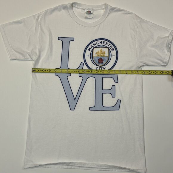 Manchester City FB Shirt Adult Medium White Short Sleeve Soccer Club Logo Tee - Picture 9 of 12